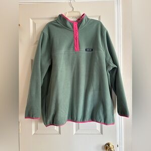 Women’s Lands' End Green Fleece with Pink Trim